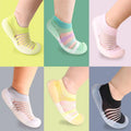 Non slip knit baby shoes with a rubber grip sole