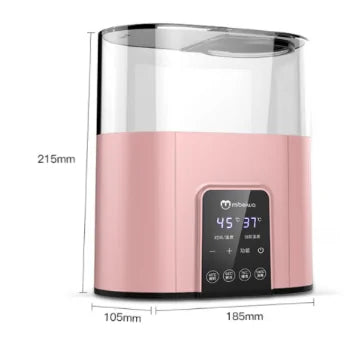 Baby bottle warmer shown on a kitchen worktop for scale