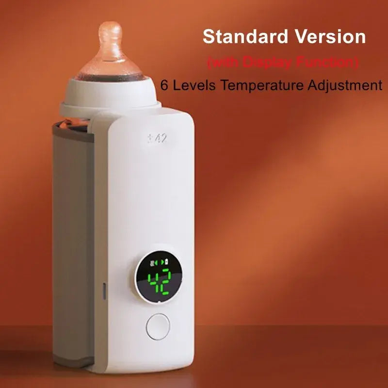 Rechargeable baby bottle warmer with a digital temperature display